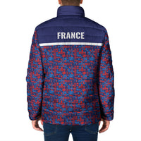 France Rugby Rooster Padded Jacket Gallic Pride Tricolour Geometry