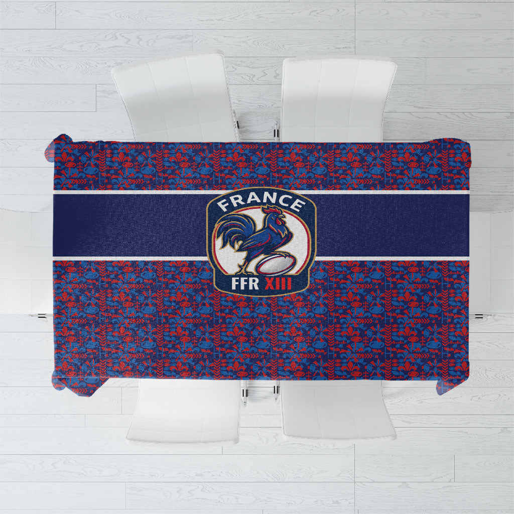 France Rugby Rooster Tablecloth Gallic Pride Tricolour Geometry