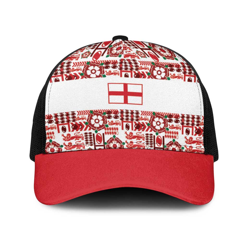 England Rugby Rose Baseball Net Cap Tudor Rose Lion Geometry