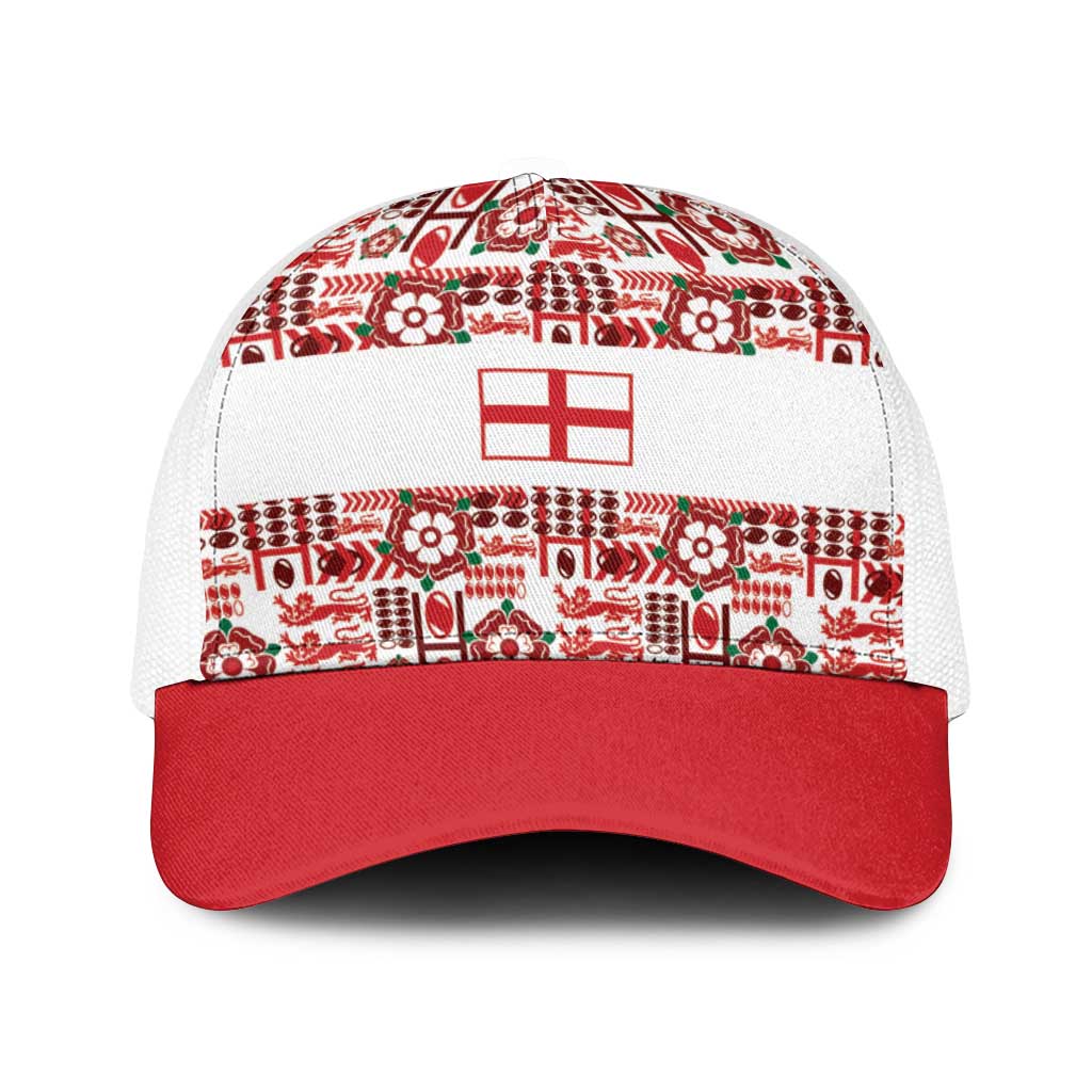 England Rugby Rose Baseball Net Cap Tudor Rose Lion Geometry