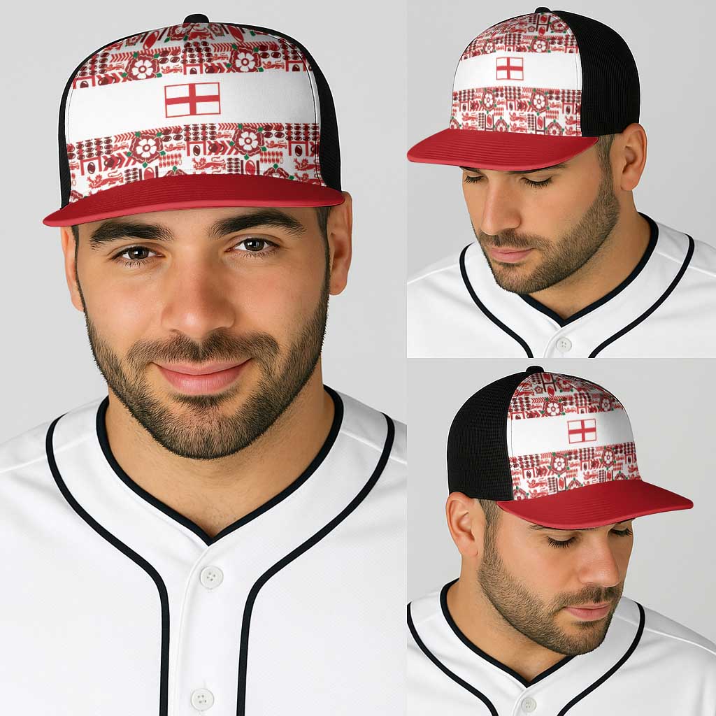 England Rugby Rose Baseball Net Cap Tudor Rose Lion Geometry