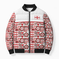 England Rugby Rose Bomber Puffer Jacket Tudor Rose Lion Geometry