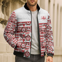 England Rugby Rose Bomber Puffer Jacket Tudor Rose Lion Geometry