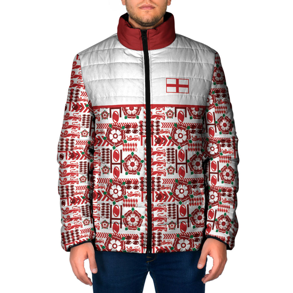 England Rugby Rose Padded Jacket Tudor Rose Lion Geometry