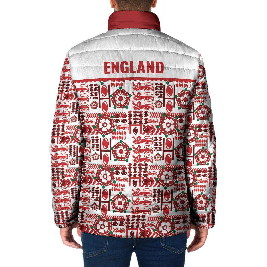 England Rugby Rose Padded Jacket Tudor Rose Lion Geometry