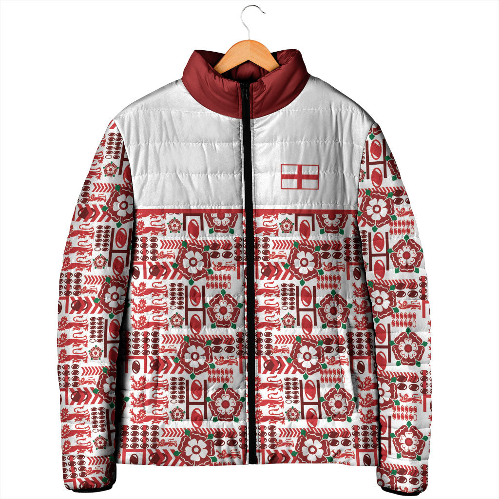 England Rugby Rose Padded Jacket Tudor Rose Lion Geometry