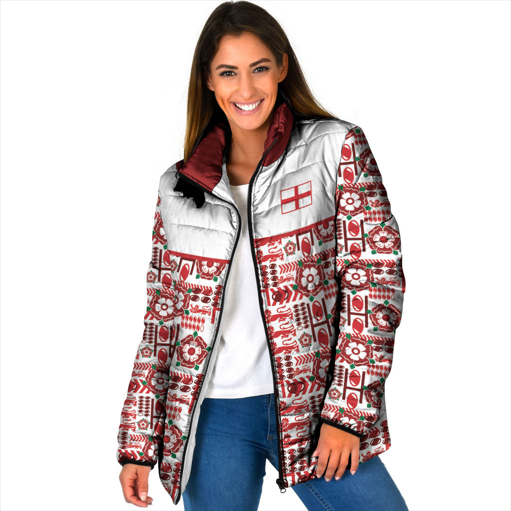 England Rugby Rose Padded Jacket Tudor Rose Lion Geometry