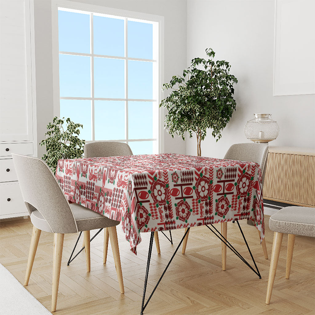England Rugby Rose Tablecloth Tudor Rose Lion Geometry