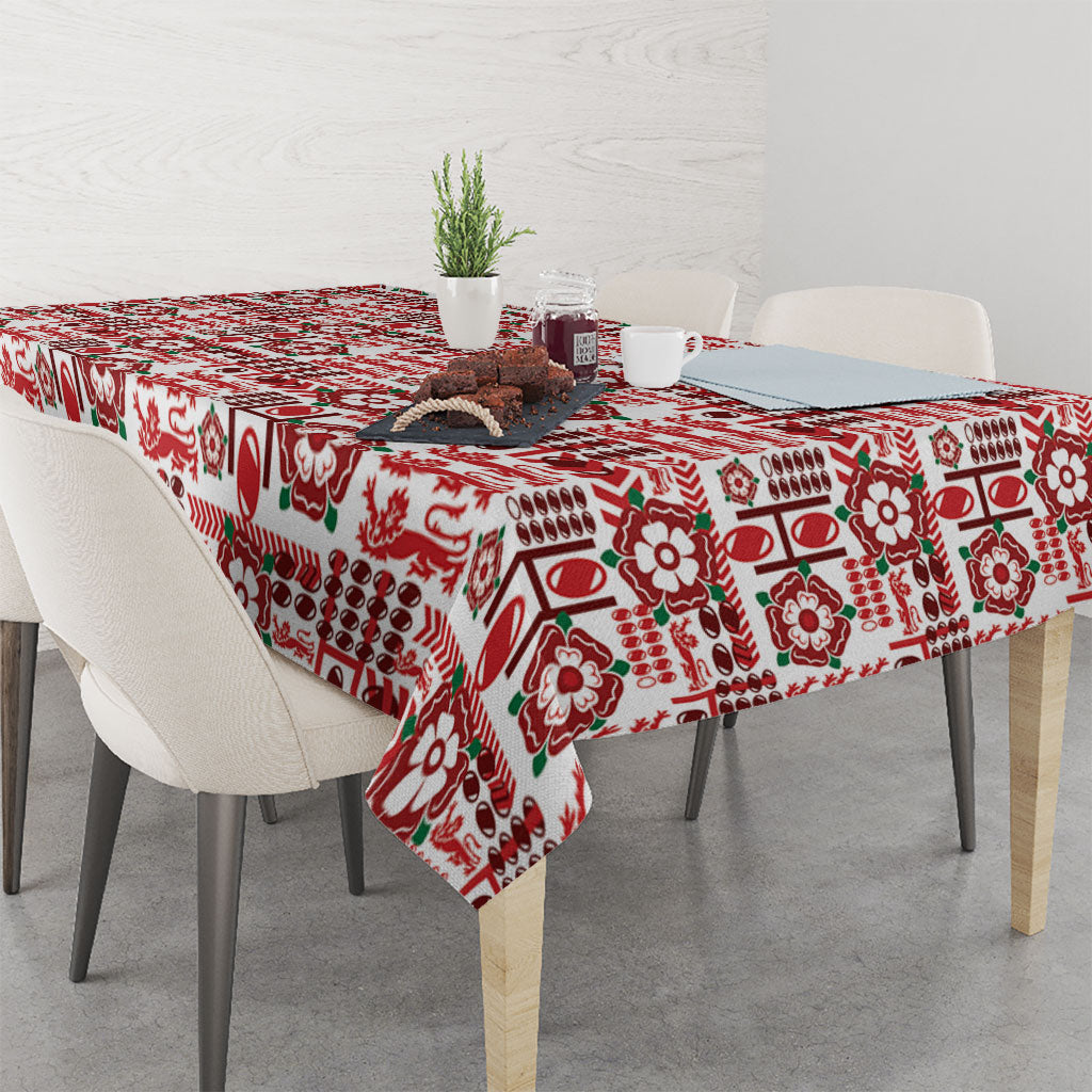 England Rugby Rose Tablecloth Tudor Rose Lion Geometry