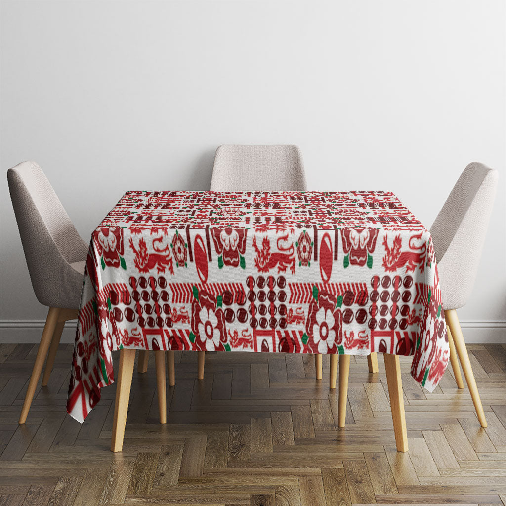 England Rugby Rose Tablecloth Tudor Rose Lion Geometry