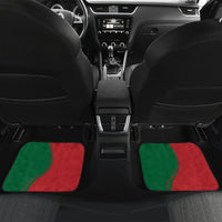 Pair of rear-seat car floor mats, red and green with Moroccan gold crest design