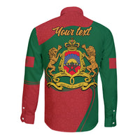 Unisex long-sleeve button shirt, green back with crown crest and 'Your text'