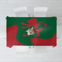 Morocco proclamation day tablecloth in red and green with central emblem and lion motif