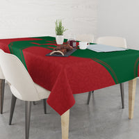 Morocco proclamation day tablecloth in red and green with emblem and decorative lines