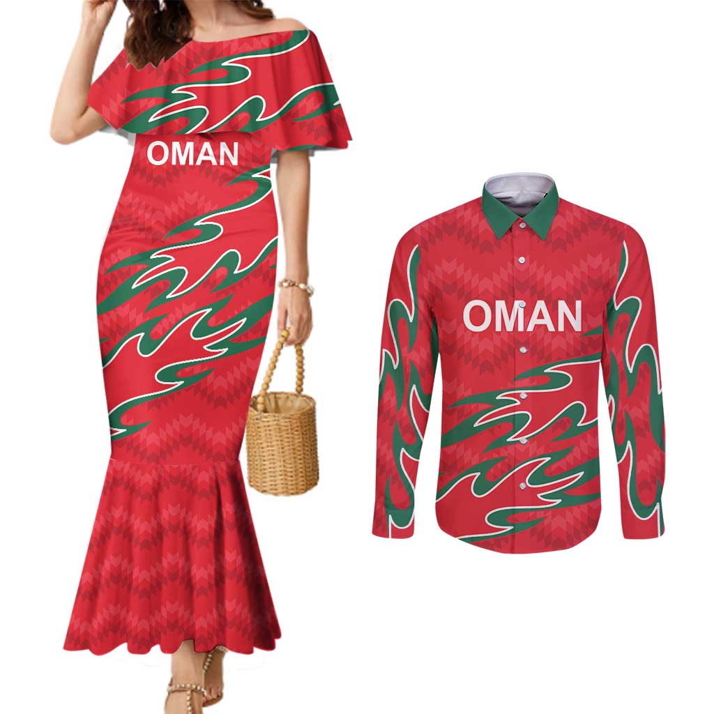 Custom Oman Cricket Couples Matching Mermaid Dress and Long Sleeve Button Shirt 2016 Vintage Away Retro