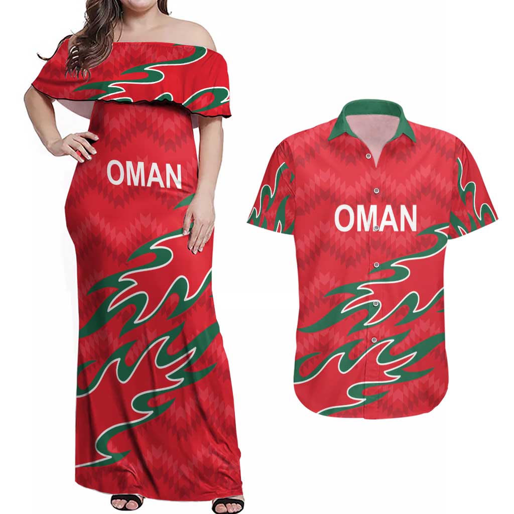 Custom Oman Cricket Couples Matching Off Shoulder Maxi Dress and Hawaiian Shirt 2016 Vintage Away Retro LT9 - Wonder Print Shop