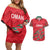 Custom Oman Cricket Couples Matching Off Shoulder Short Dress and Hawaiian Shirt 2016 Vintage Away Retro LT9 - Wonder Print Shop