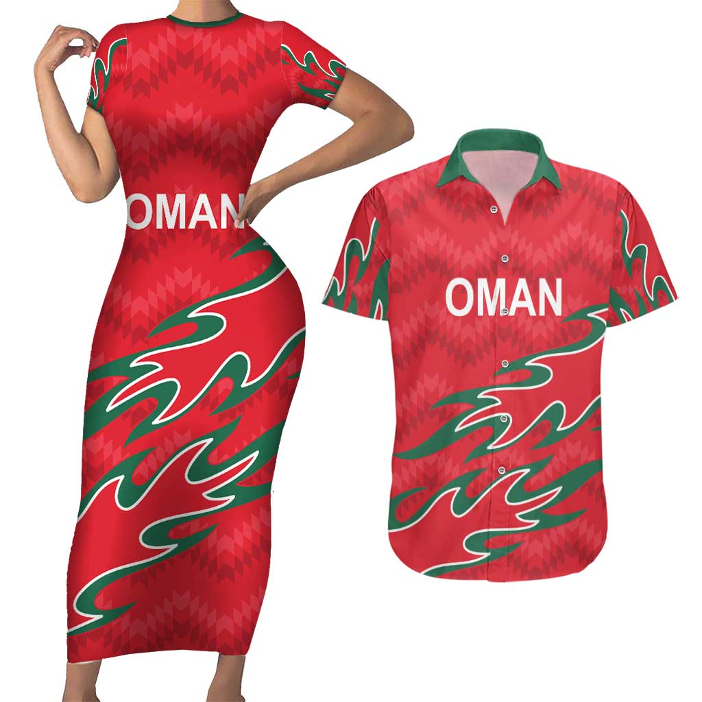 Custom Oman Cricket Couples Matching Short Sleeve Bodycon Dress and Hawaiian Shirt 2016 Vintage Away Retro LT9 - Wonder Print Shop