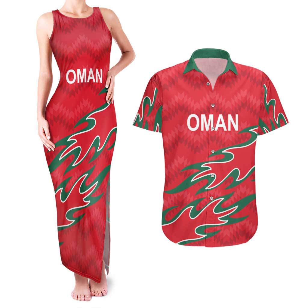 Custom Oman Cricket Couples Matching Tank Maxi Dress and Hawaiian Shirt 2016 Vintage Away Retro LT9 - Wonder Print Shop