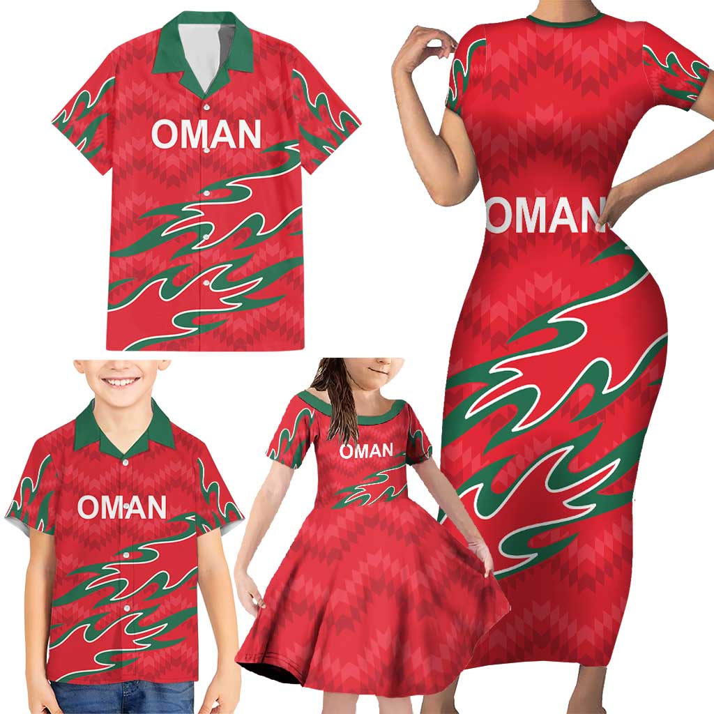 Custom Oman Cricket Family Matching Short Sleeve Bodycon Dress and Hawaiian Shirt 2016 Vintage Away Retro - Wonder Print Shop