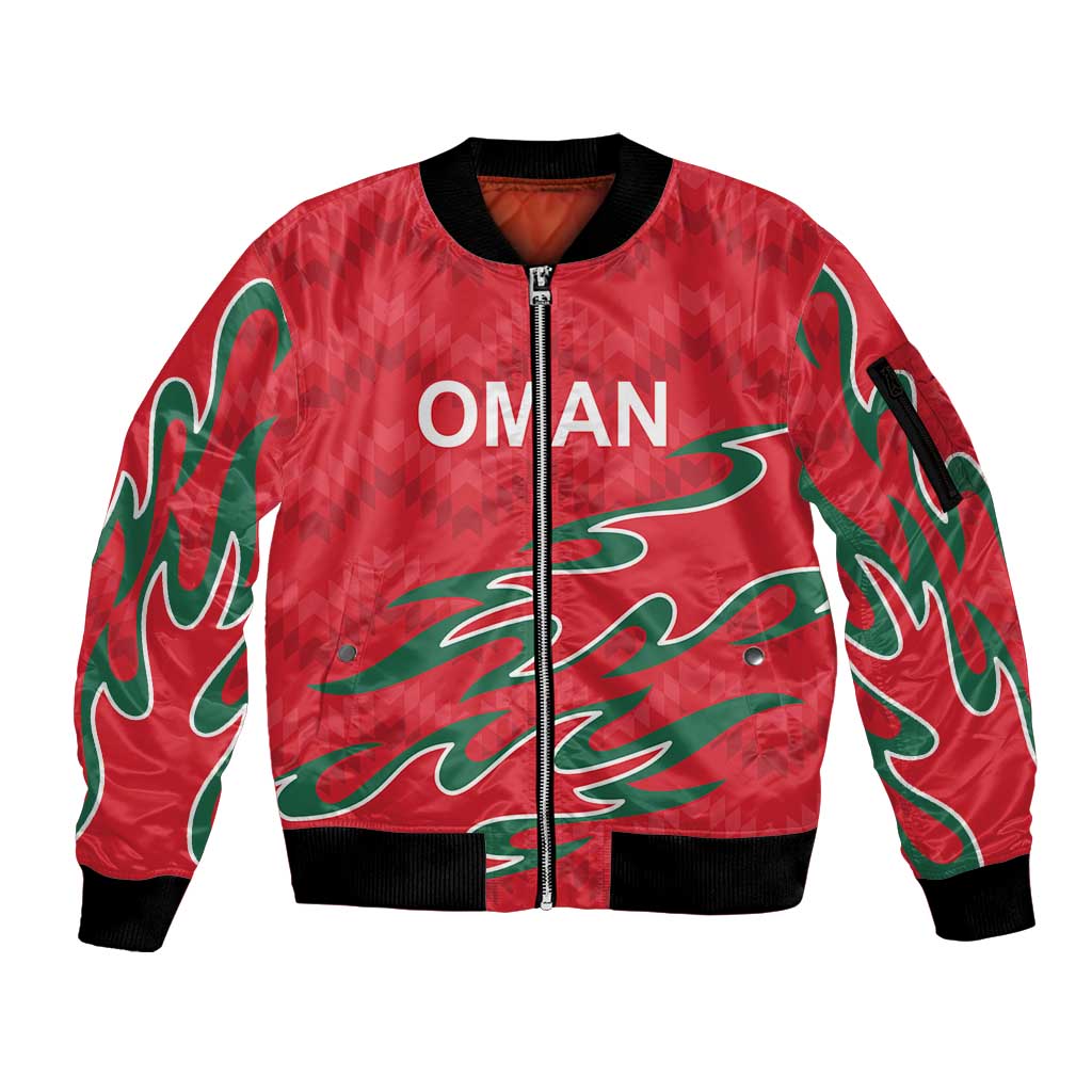 Custom Oman Cricket Sleeve Zip Bomber Jacket 2016 Vintage Away Retro - Wonder Print Shop