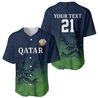 Cricket jersey set: front 'QATAR' with crest and back 'YOUR TEXT' 21, green camo
