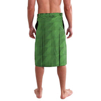 Green patterned lavalava skirt with elastic waistband and side hem drape