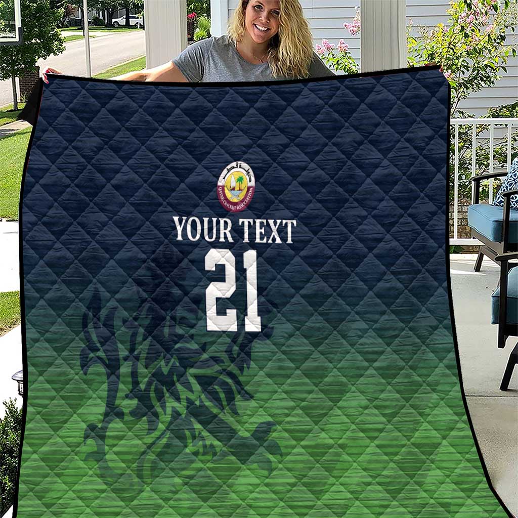 Custom Qatar Cricket Quilt Green Sporty Pattern - Wonder Print Shop