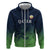 Custom Qatar Cricket Zip Hoodie Green Sporty Pattern - Wonder Print Shop