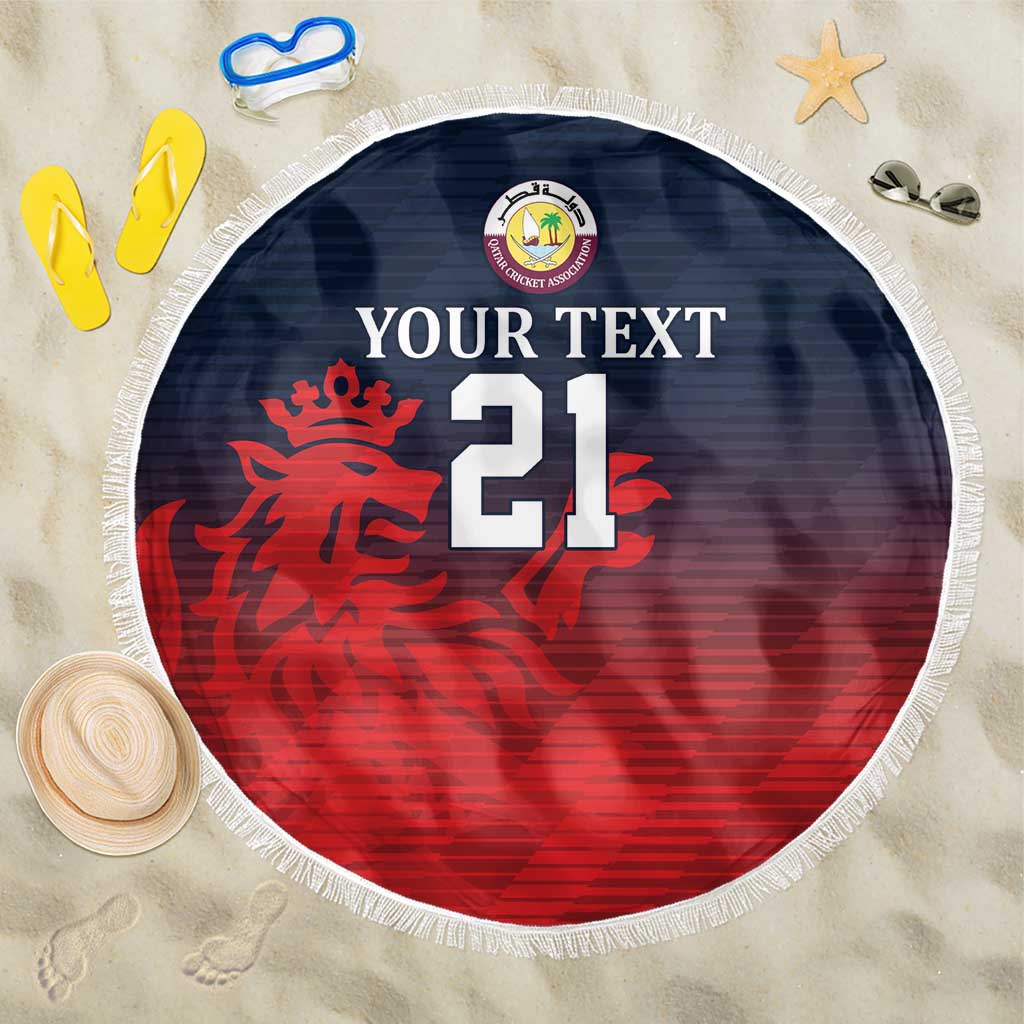 Custom Qatar Cricket Beach Blanket Red Sporty Pattern LT9 - Wonder Print Shop