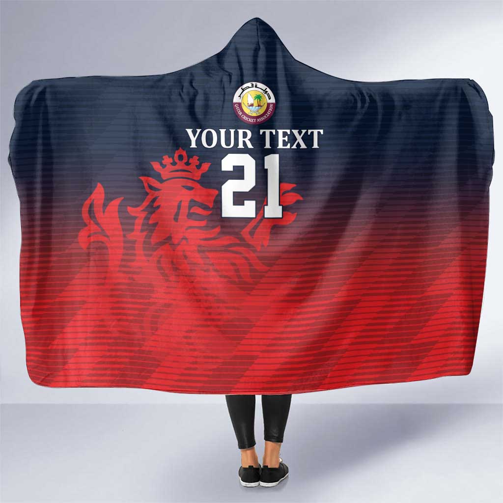 Custom Qatar Cricket Hooded Blanket Red Sporty Pattern