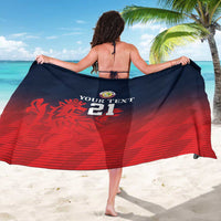 Qatar cricket custom sarong, navy-red gradient with back 'Your Text' and 21 print