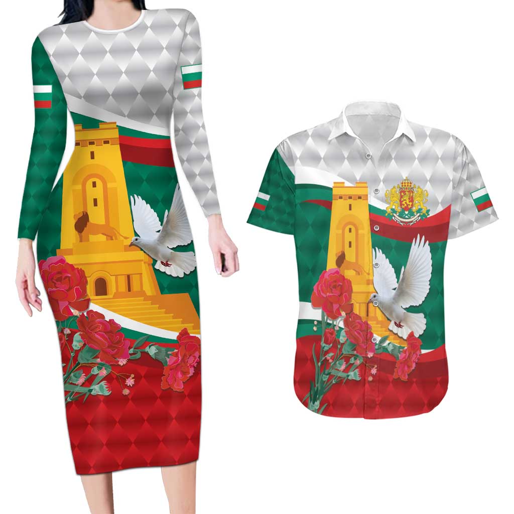 Bulgaria Liberation Personalized Couples Matching Long Sleeve Bodycon Dress and Hawaiian Shirt Suedinenieto Pravi Silata