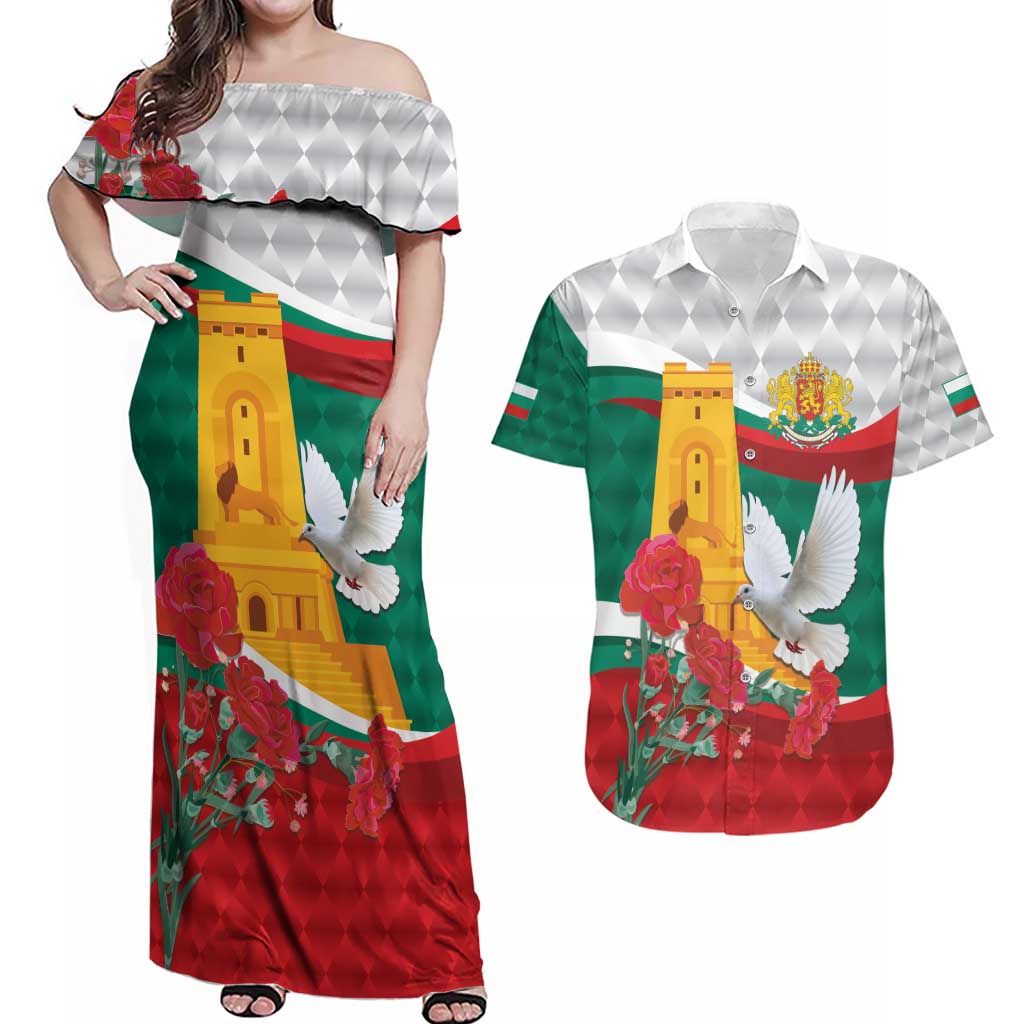 Bulgaria Liberation Personalized Couples Matching Off Shoulder Maxi Dress and Hawaiian Shirt Suedinenieto Pravi Silata