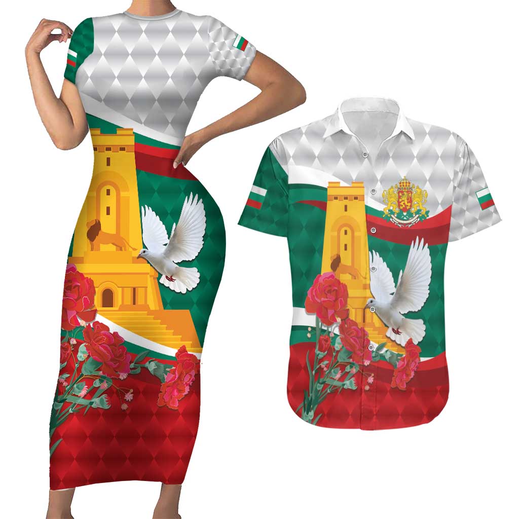 Bulgaria Liberation Personalized Couples Matching Short Sleeve Bodycon Dress and Hawaiian Shirt Suedinenieto Pravi Silata