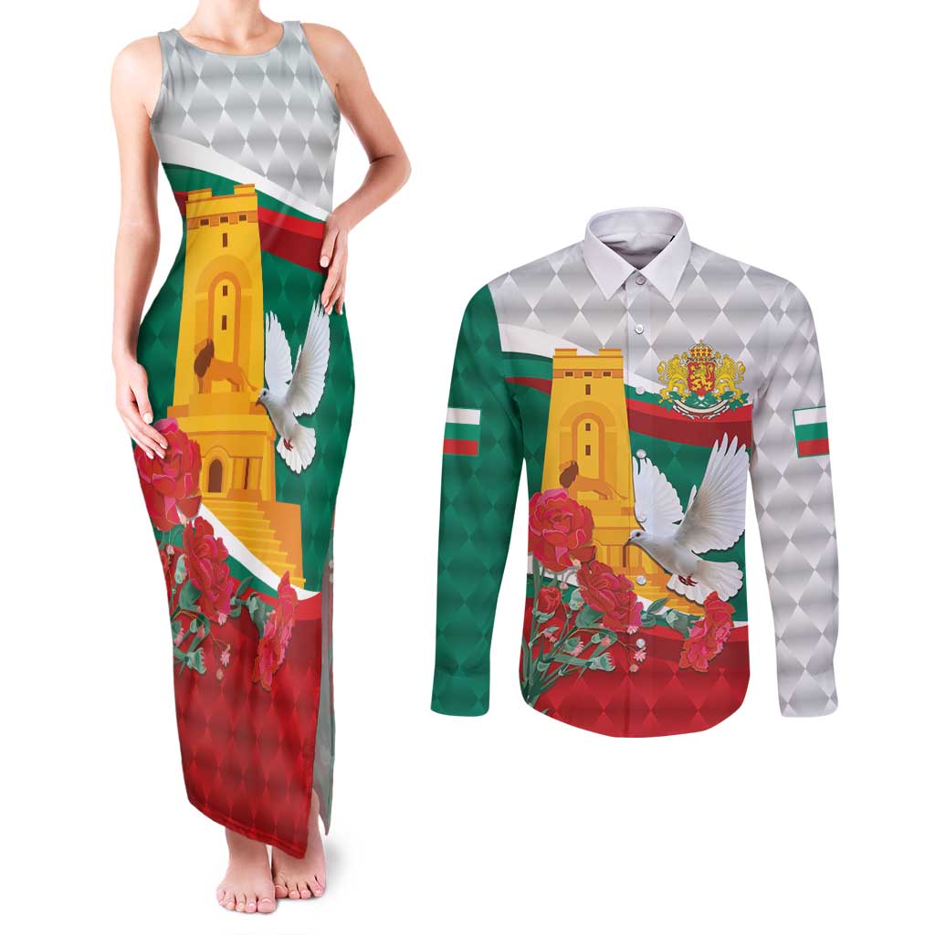 Bulgaria Liberation Personalized Couples Matching Tank Maxi Dress and Long Sleeve Button Shirt Suedinenieto Pravi Silata