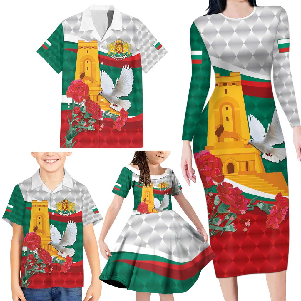 Bulgaria Liberation Personalized Family Matching Long Sleeve Bodycon Dress and Hawaiian Shirt Suedinenieto Pravi Silata