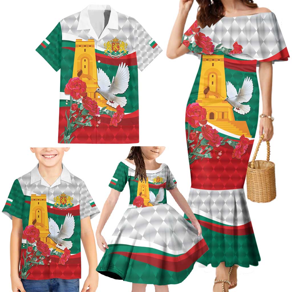 Bulgaria Liberation Personalized Family Matching Mermaid Dress and Hawaiian Shirt Suedinenieto Pravi Silata