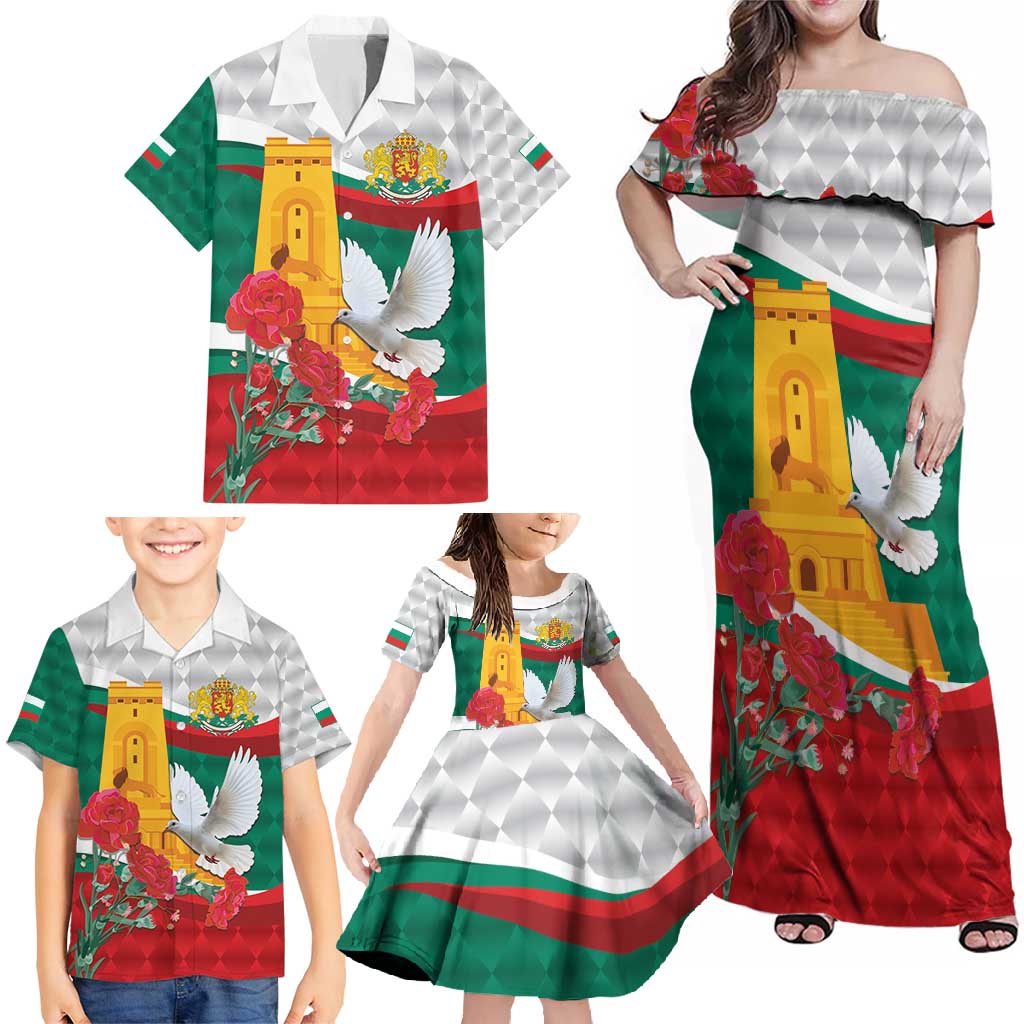 Bulgaria Liberation Personalized Family Matching Off Shoulder Maxi Dress and Hawaiian Shirt Suedinenieto Pravi Silata