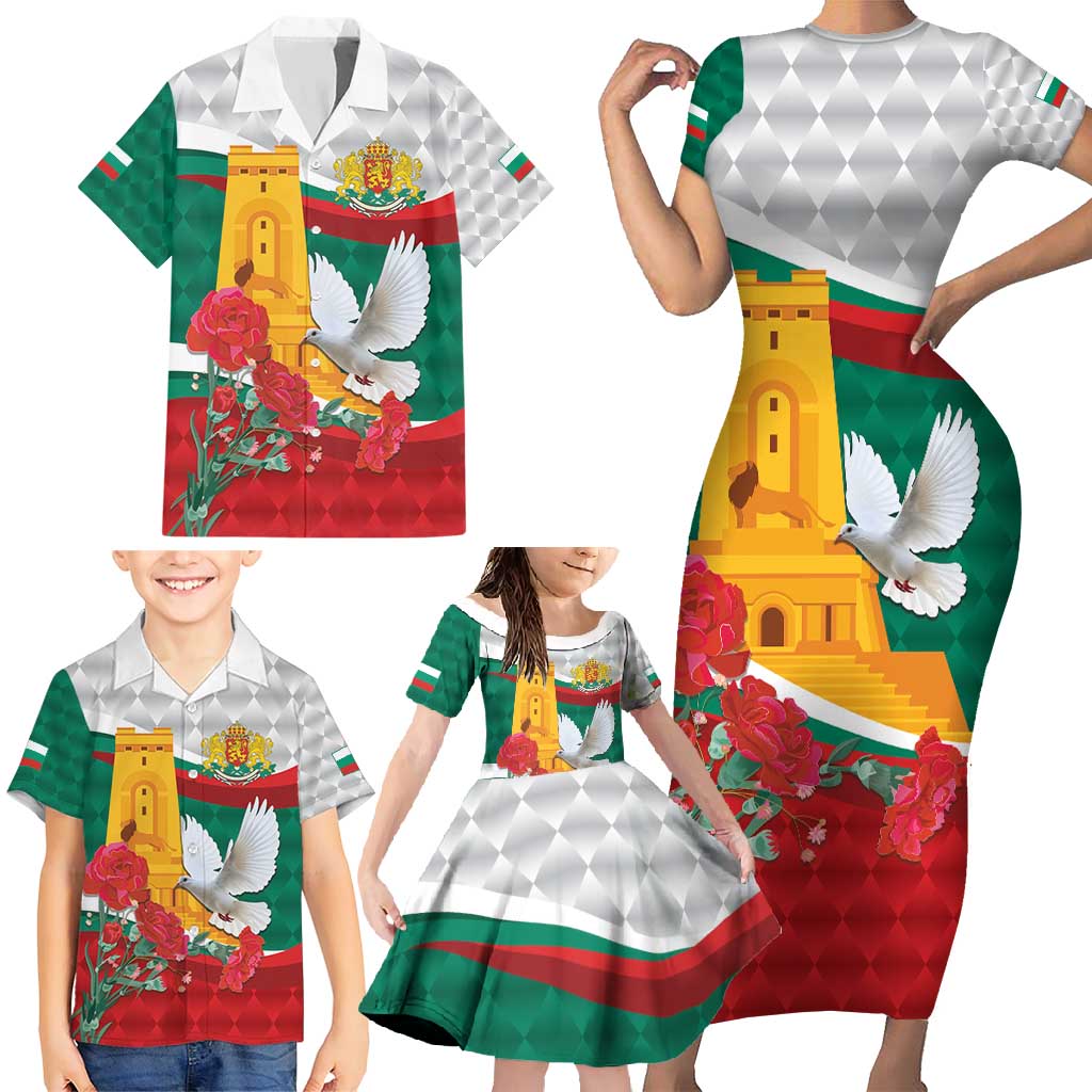 Bulgaria Liberation Personalized Family Matching Short Sleeve Bodycon Dress and Hawaiian Shirt Suedinenieto Pravi Silata