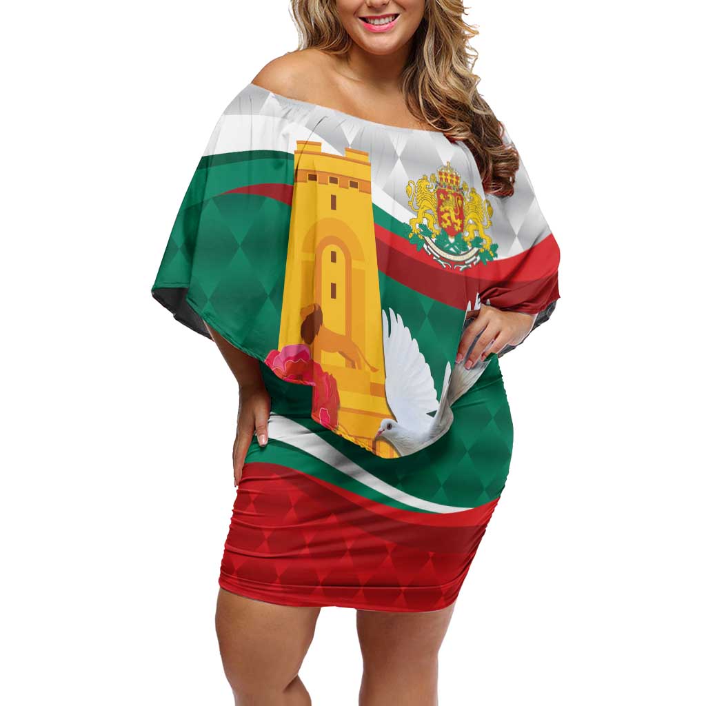 Bulgaria Liberation Personalized Off Shoulder Short Dress Suedinenieto Pravi Silata