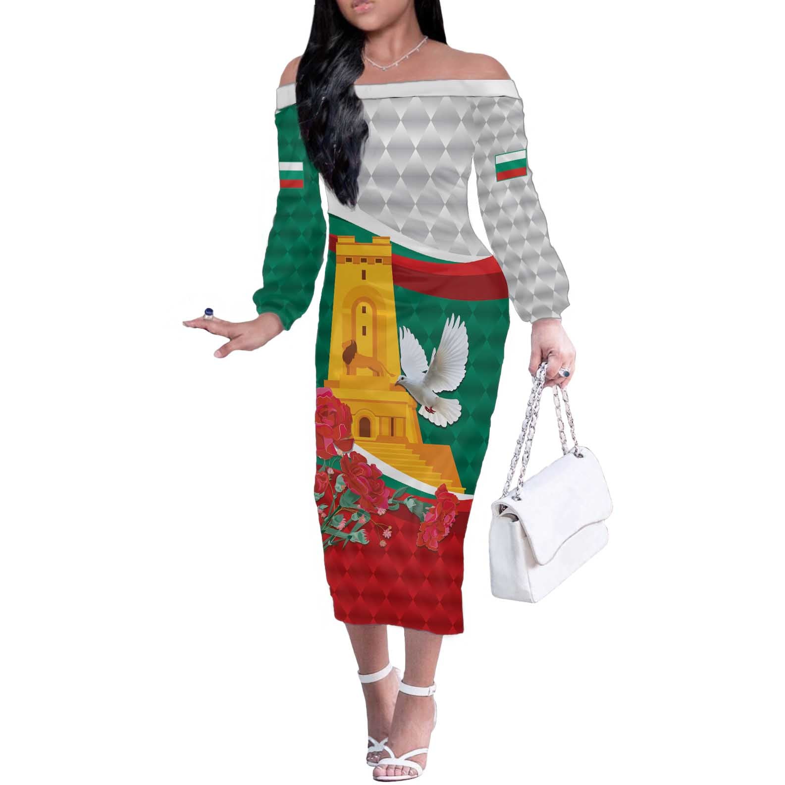 Bulgaria Liberation Personalized Off The Shoulder Long Sleeve Dress Suedinenieto Pravi Silata