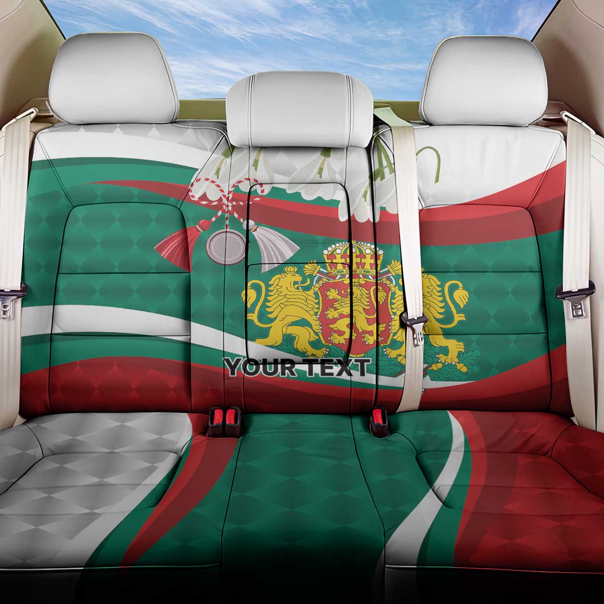 Republic of Bulgaria Personalized Back Car Seat Cover Crowned Golden Lion Suedinenieto Pravi Silata