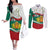 Republic of Bulgaria Personalized Couples Matching Off The Shoulder Long Sleeve Dress and Long Sleeve Button Shirt Crowned Golden Lion Suedinenieto Pravi Silata