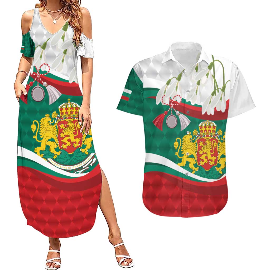 Republic of Bulgaria Personalized Couples Matching Summer Maxi Dress and Hawaiian Shirt Crowned Golden Lion Suedinenieto Pravi Silata