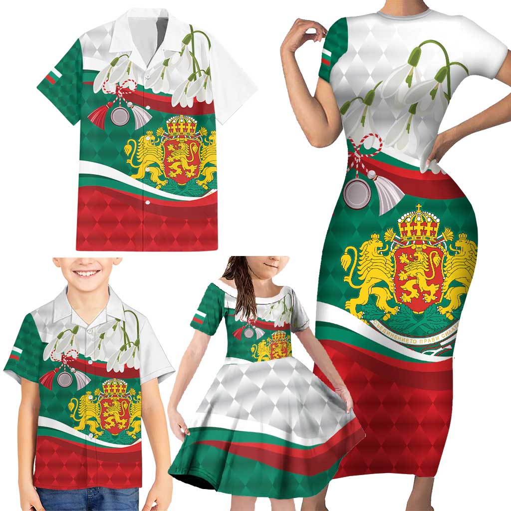 Republic of Bulgaria Personalized Family Matching Short Sleeve Bodycon Dress and Hawaiian Shirt Crowned Golden Lion Suedinenieto Pravi Silata