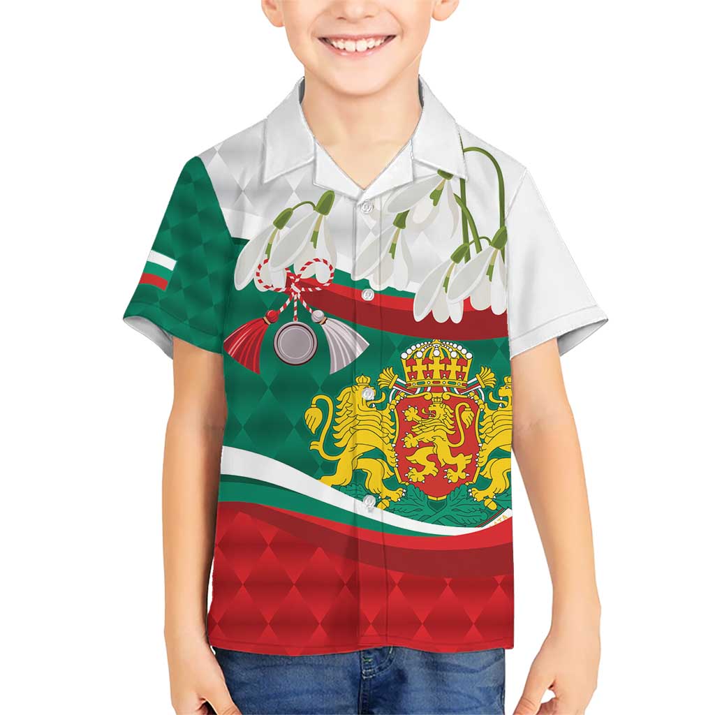 Republic of Bulgaria Personalized Kid Hawaiian Shirt Crowned Golden Lion Suedinenieto Pravi Silata