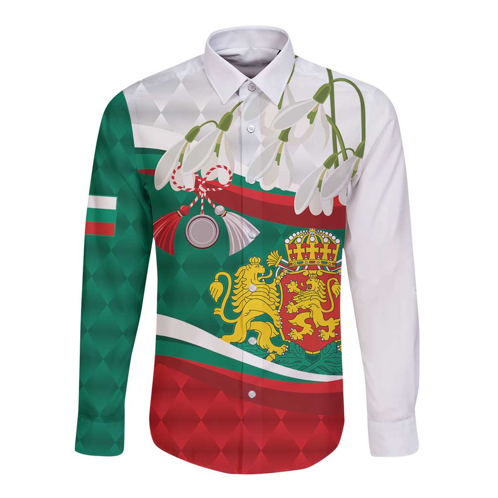 Republic of Bulgaria Personalized Long Sleeve Button Shirt Crowned Golden Lion Suedinenieto Pravi Silata