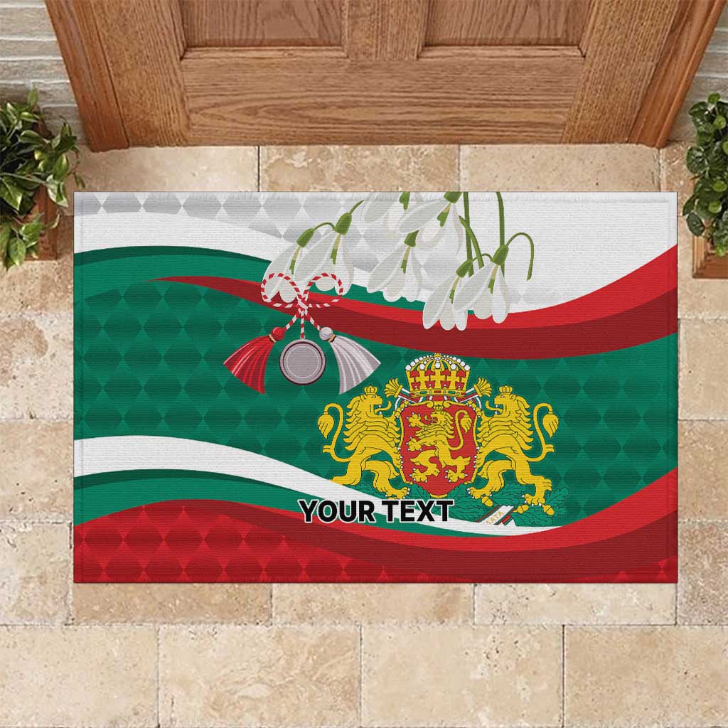 Republic of Bulgaria Personalized Rubber Doormat Crowned Golden Lion Suedinenieto Pravi Silata