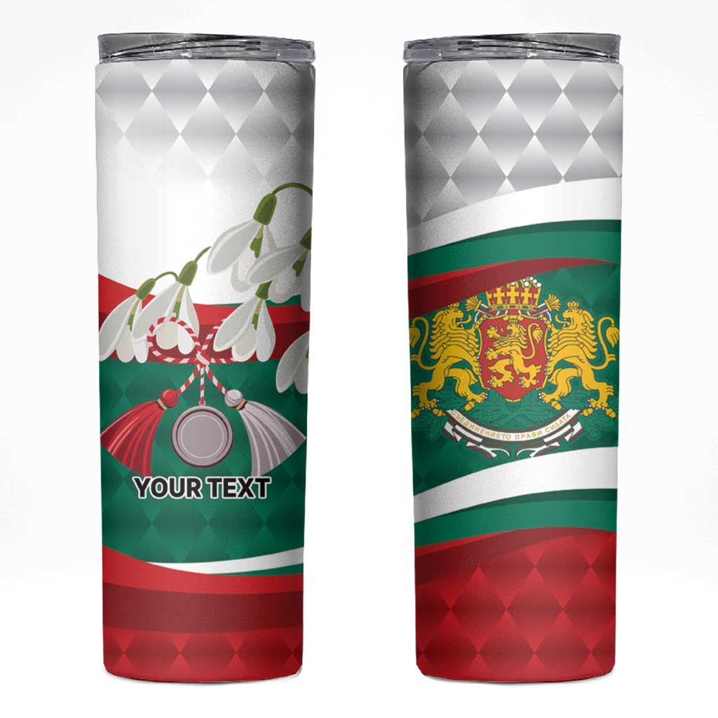 Republic of Bulgaria Personalized Skinny Tumbler Crowned Golden Lion Suedinenieto Pravi Silata